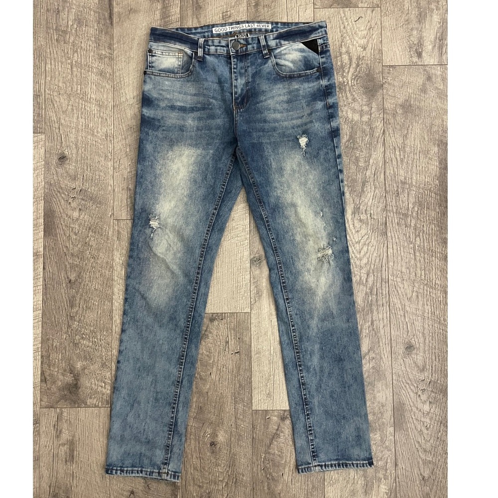GTL4 Good Things Last 4Ever‎ Men Distressed Slim Straight Jeans 32x32 Stretch